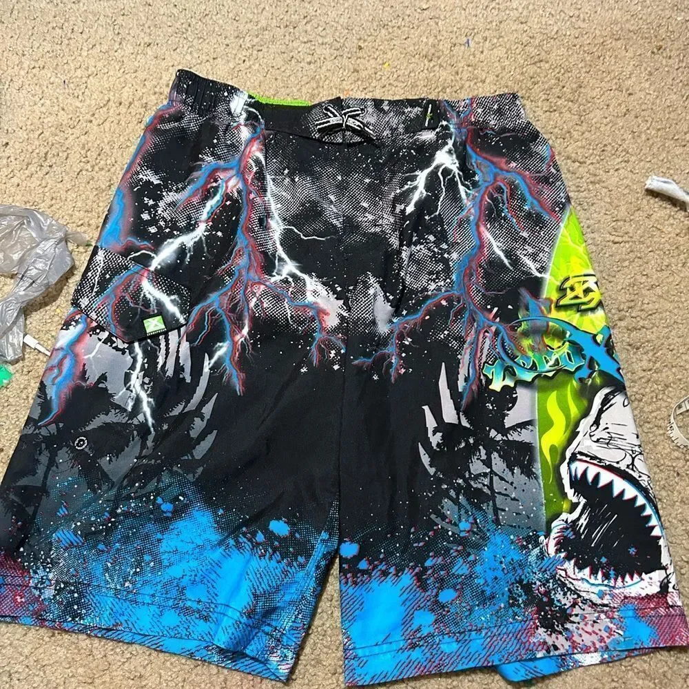 Boys Lightning Shark Skater Swim Trunks